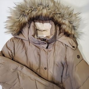 Calvin Klein Women's 3/4 Faux Fur Puffer